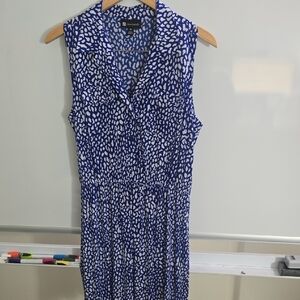 Valerie Bertinelli Blue and White Midi Dress